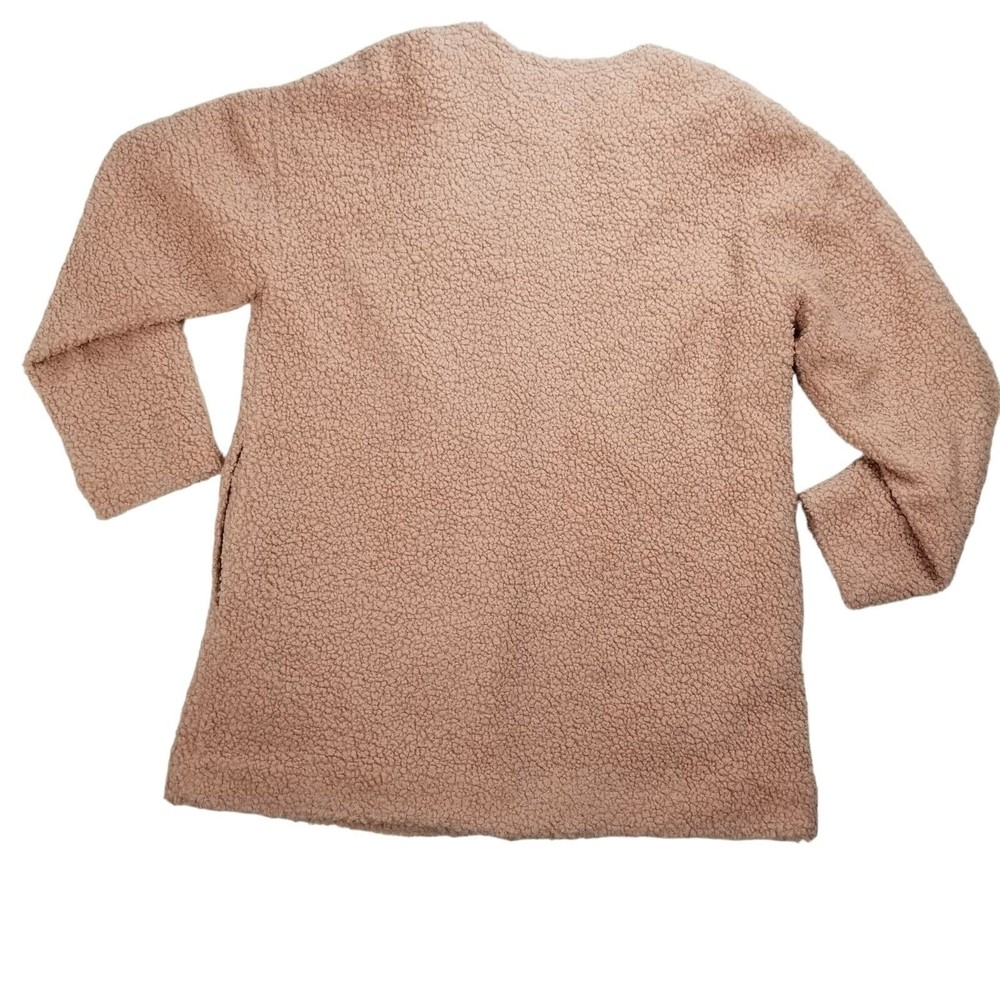 LC Lauren Conrad Sherpa Teddy Snap Jacket Women M Blush Pink Fully Lined Pockets - Picture 4 of 16